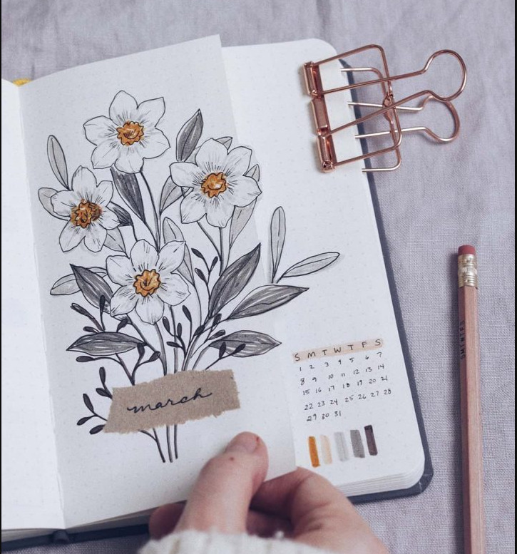 floral first page diary idea